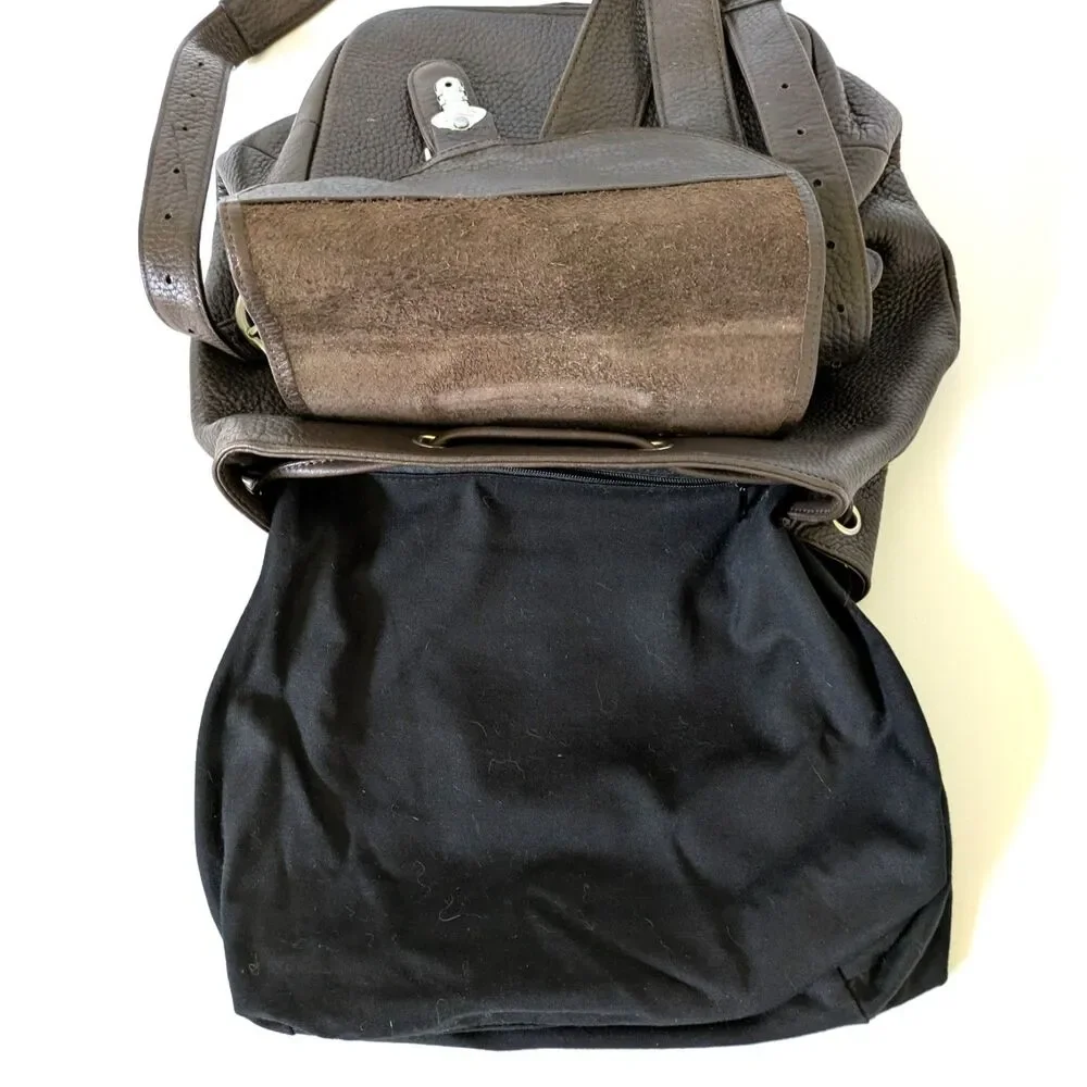 Eddie Bauer Leather Backpack Rucksack Brown Pebbled Bookbag Gorpcore 90s Vintage